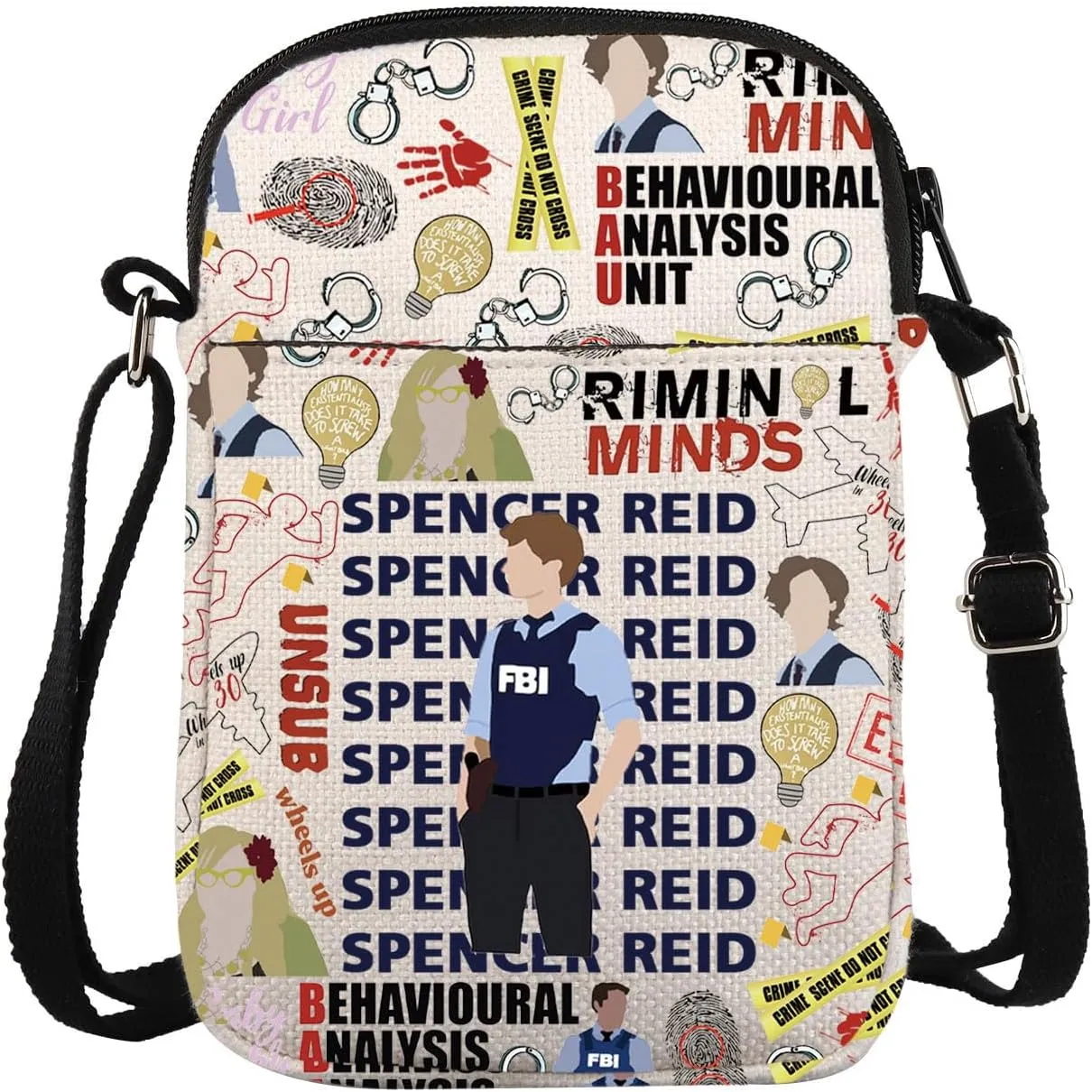 Criminal TV Show Merchandise Crossbody Bag Criminal TV Series Gift FBI Quote Gift True Crime Fans Gift Spencer Reid Lover Bag