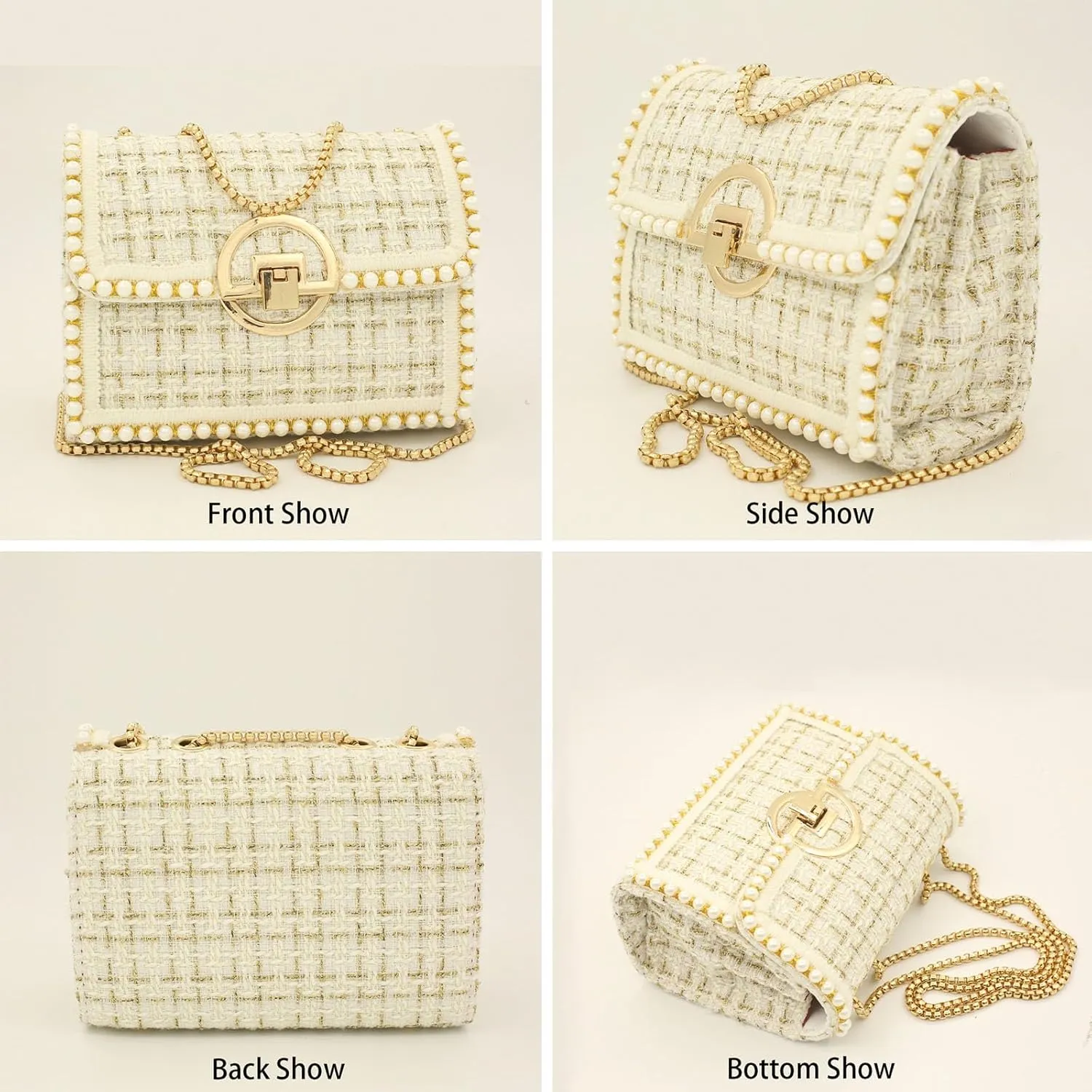 Crossbody Bags for Women Small Handbags Purse PU Leather pearl Shoulder Bag Cross Body Evening Bag, with Chain Strap