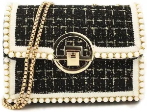 Crossbody Bags for Women Small Handbags Purse PU Leather pearl Shoulder Bag Cross Body Evening Bag, with Chain Strap