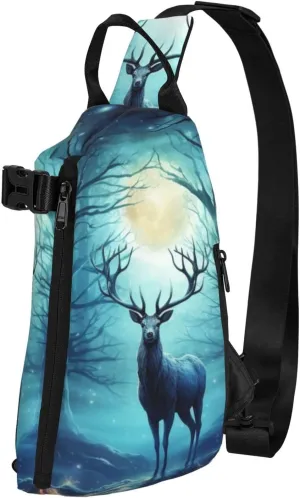 Crossbody Sling Backpack Moonlight deer Sling Bag for Women Men Chest Bag Fashion Waist Bag Adjustable Fanny Pack