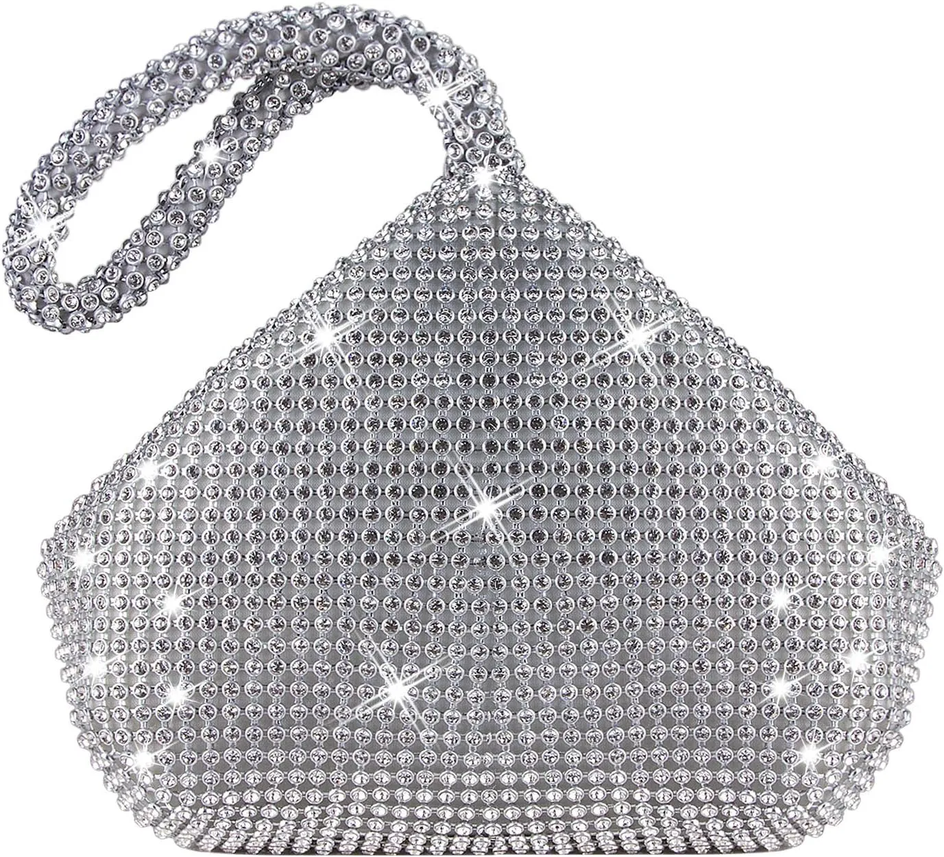 CROWN GUIDE Women Rhinestone Crystal Evening Clutch Bag With Wristlet Wedding Prom Party Purse Handbags