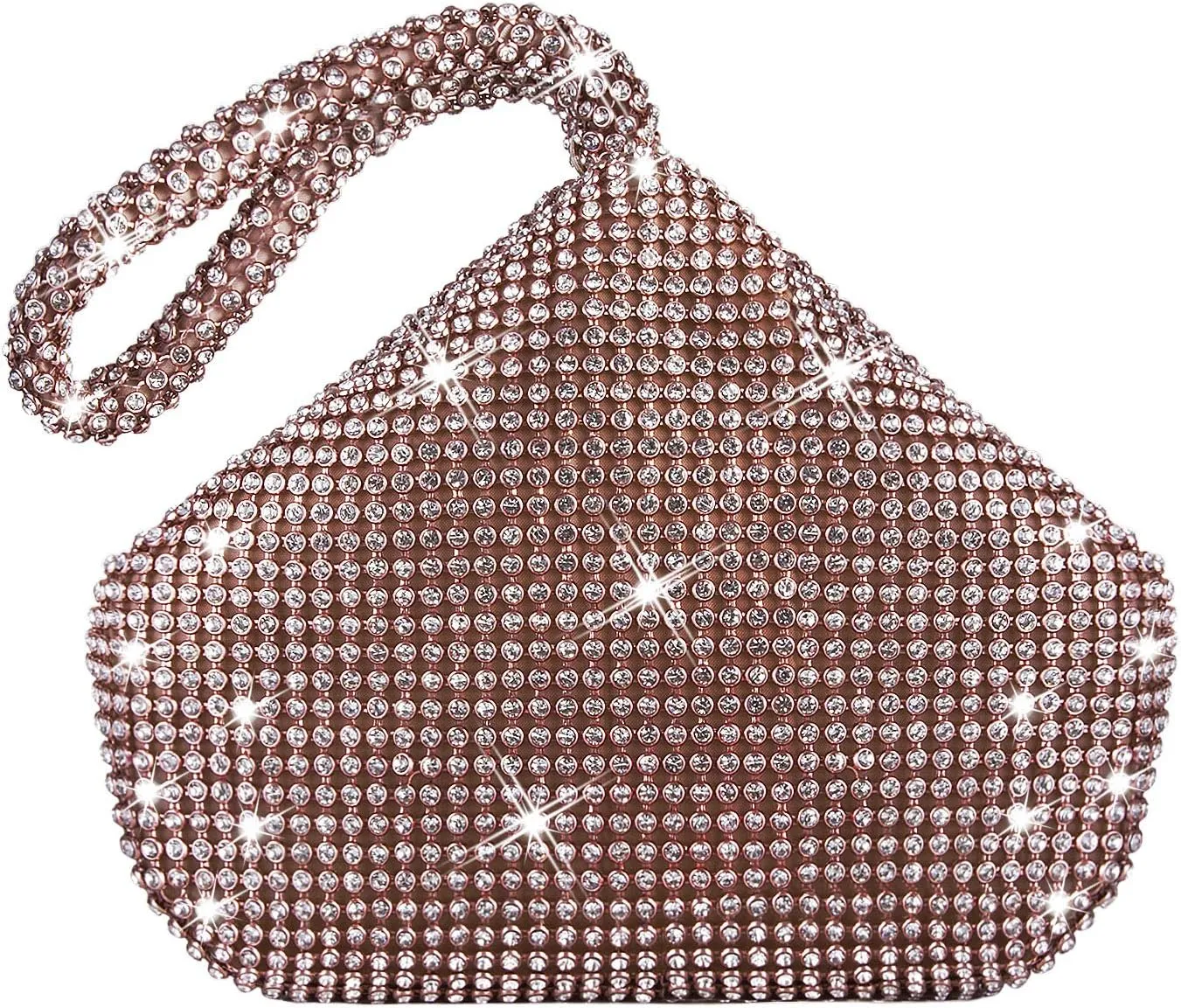 CROWN GUIDE Women Rhinestone Crystal Evening Clutch Bag With Wristlet Wedding Prom Party Purse Handbags