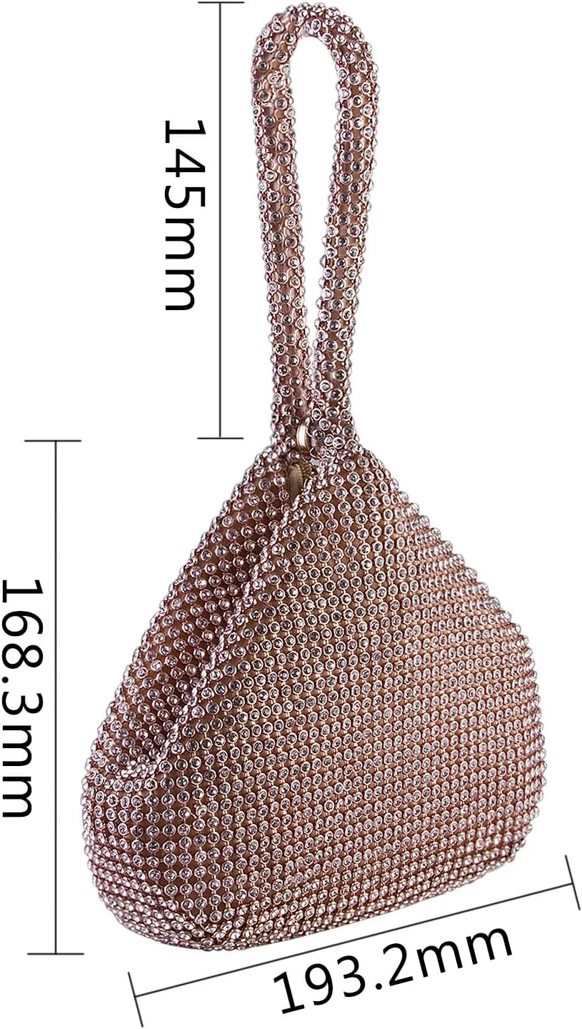 CROWN GUIDE Women Rhinestone Crystal Evening Clutch Bag With Wristlet Wedding Prom Party Purse Handbags