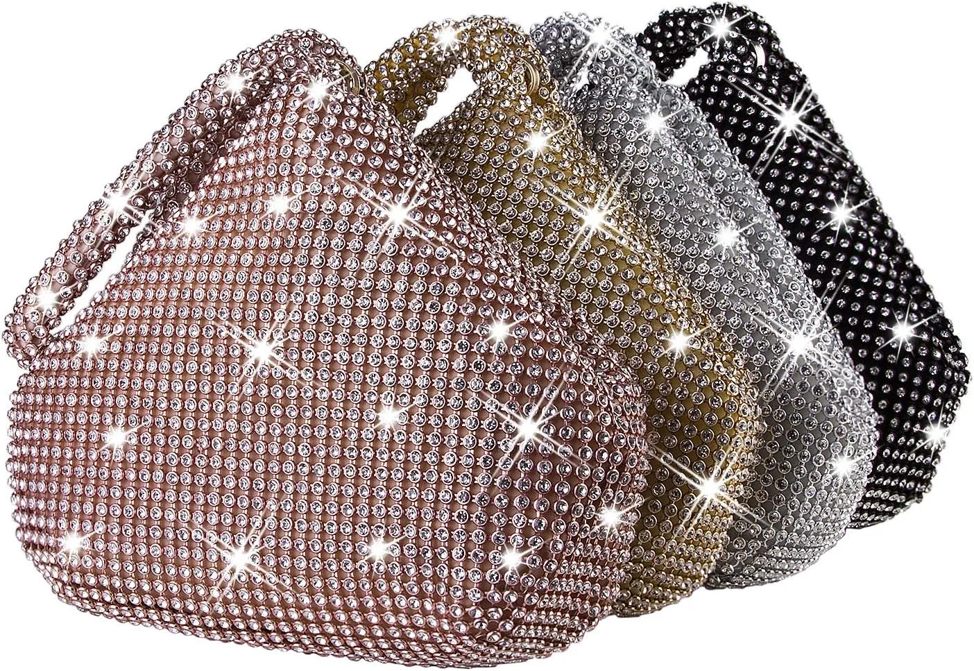 CROWN GUIDE Women Rhinestone Crystal Evening Clutch Bag With Wristlet Wedding Prom Party Purse Handbags