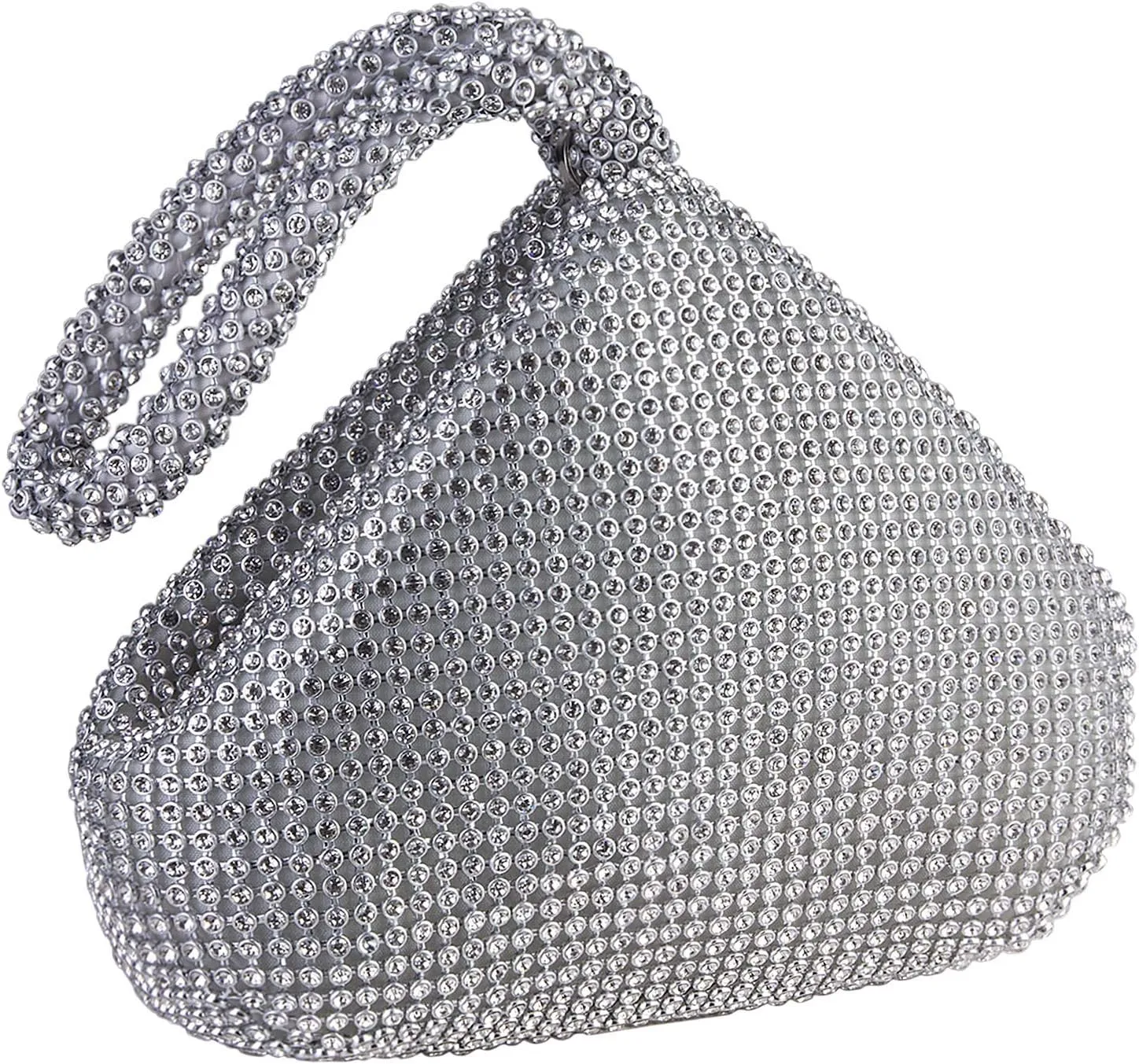 CROWN GUIDE Women Rhinestone Crystal Evening Clutch Bag With Wristlet Wedding Prom Party Purse Handbags