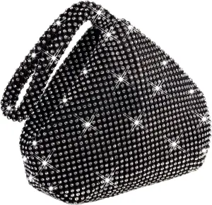 CROWN GUIDE Women Rhinestone Crystal Evening Clutch Bag With Wristlet Wedding Prom Party Purse Handbags