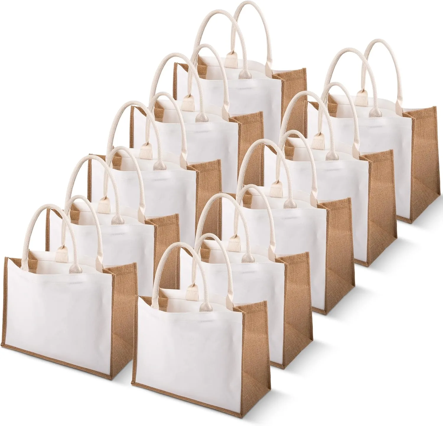 Custom Burlap Tote Bag - Eco Friendly Burlap Bags for Shopping. Beach Day, or Bachelorette - Natural Jute Tote Bag