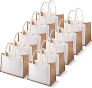 Custom Burlap Tote Bag - Eco Friendly Burlap Bags for Shopping. Beach Day, or Bachelorette - Natural Jute Tote Bag
