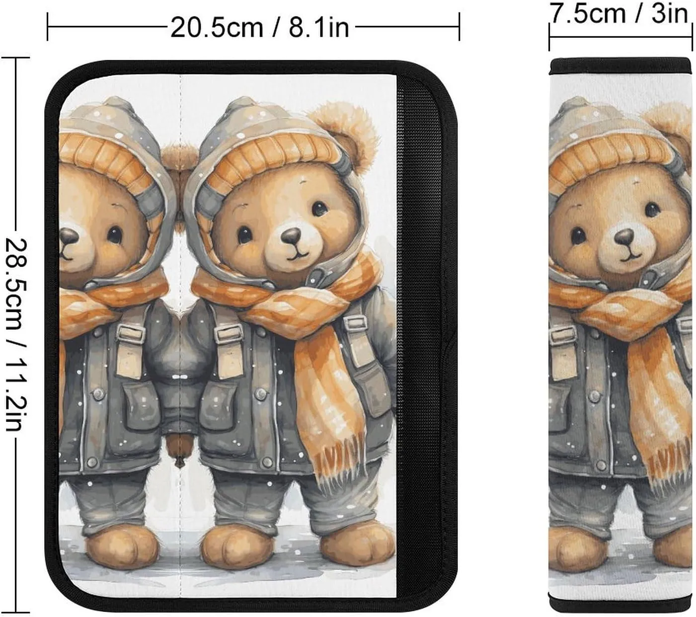 Cute Bear Auto Seat Belt Cover 2PCS Universal Car Seat Belt Shoulder Protector Pad, Protect Your Shoulders and Neck for Car Seat Belt, Shoulder Bag, Backpack