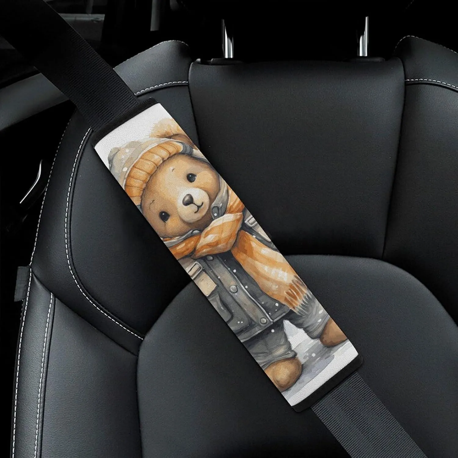 Cute Bear Auto Seat Belt Cover 2PCS Universal Car Seat Belt Shoulder Protector Pad, Protect Your Shoulders and Neck for Car Seat Belt, Shoulder Bag, Backpack