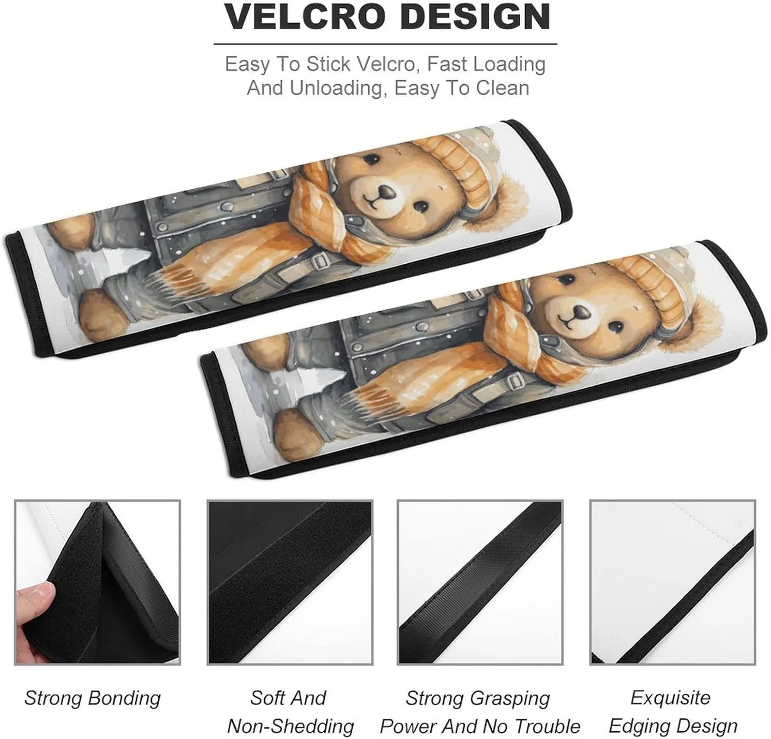 Cute Bear Auto Seat Belt Cover 2PCS Universal Car Seat Belt Shoulder Protector Pad, Protect Your Shoulders and Neck for Car Seat Belt, Shoulder Bag, Backpack