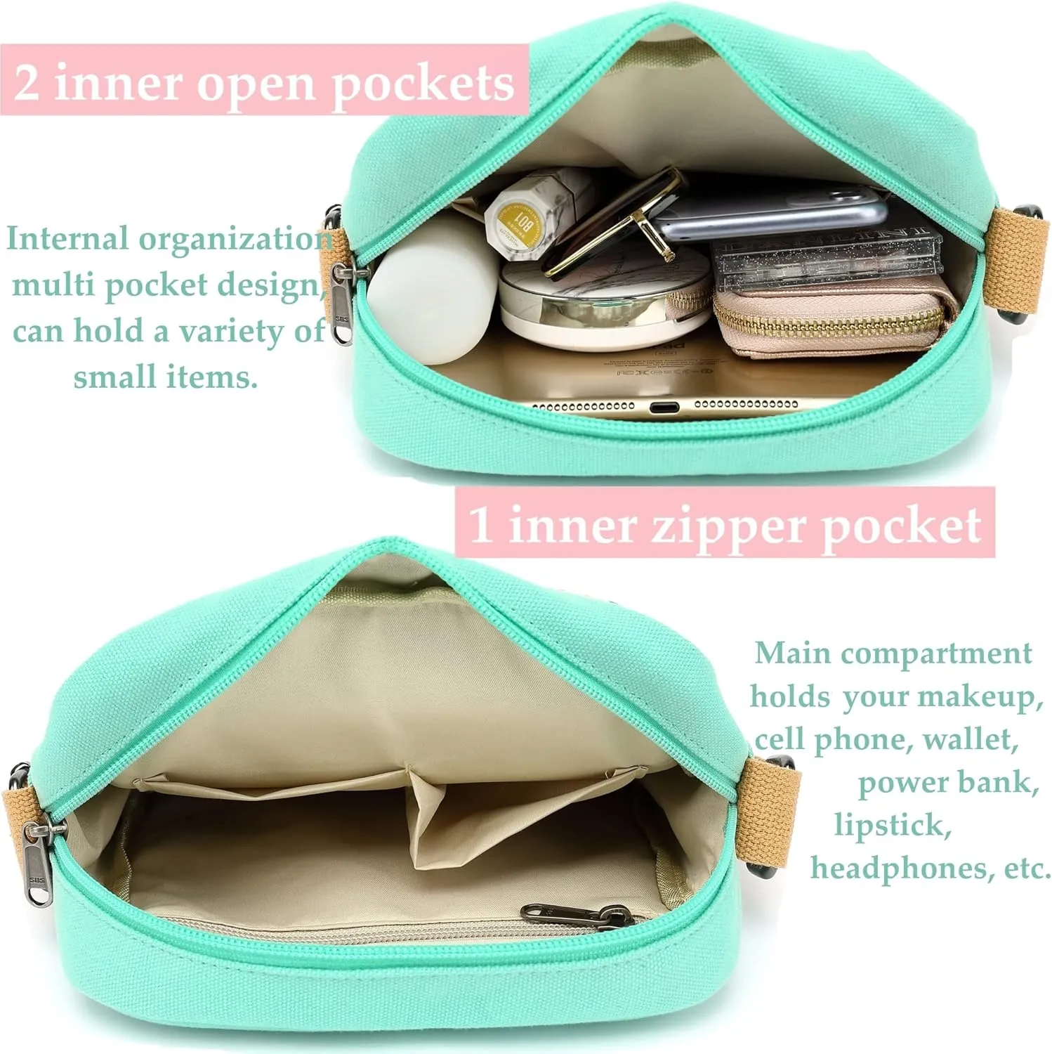 Cute Crossbody Bag and Purse Casual Canvas Shoulder Bag for Women