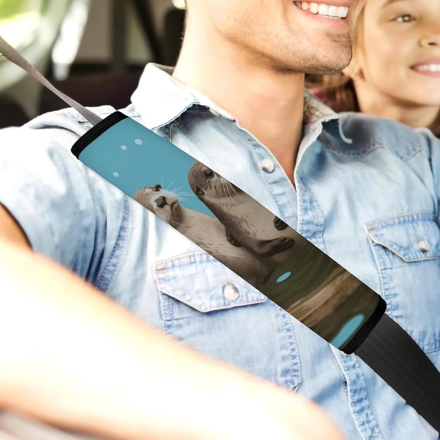 Cute Otters Auto Seat Belt Cover 1PCS Universal Car Seat Belt Shoulder Protector Pad, Protect Your Shoulders and Neck for Car Seat Belt, Shoulder Bag, Backpack