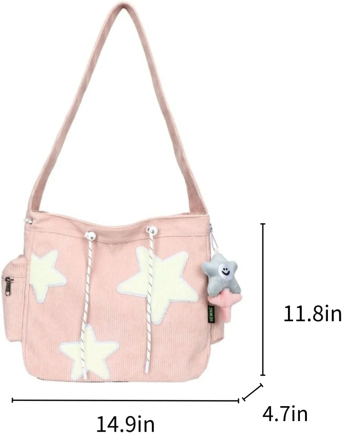 Cute Star Messenger Bag, Y2k Crossbody Bag, Kawaii Purse Canvas Crossbody, Aesthetic Shouder Bag For Women