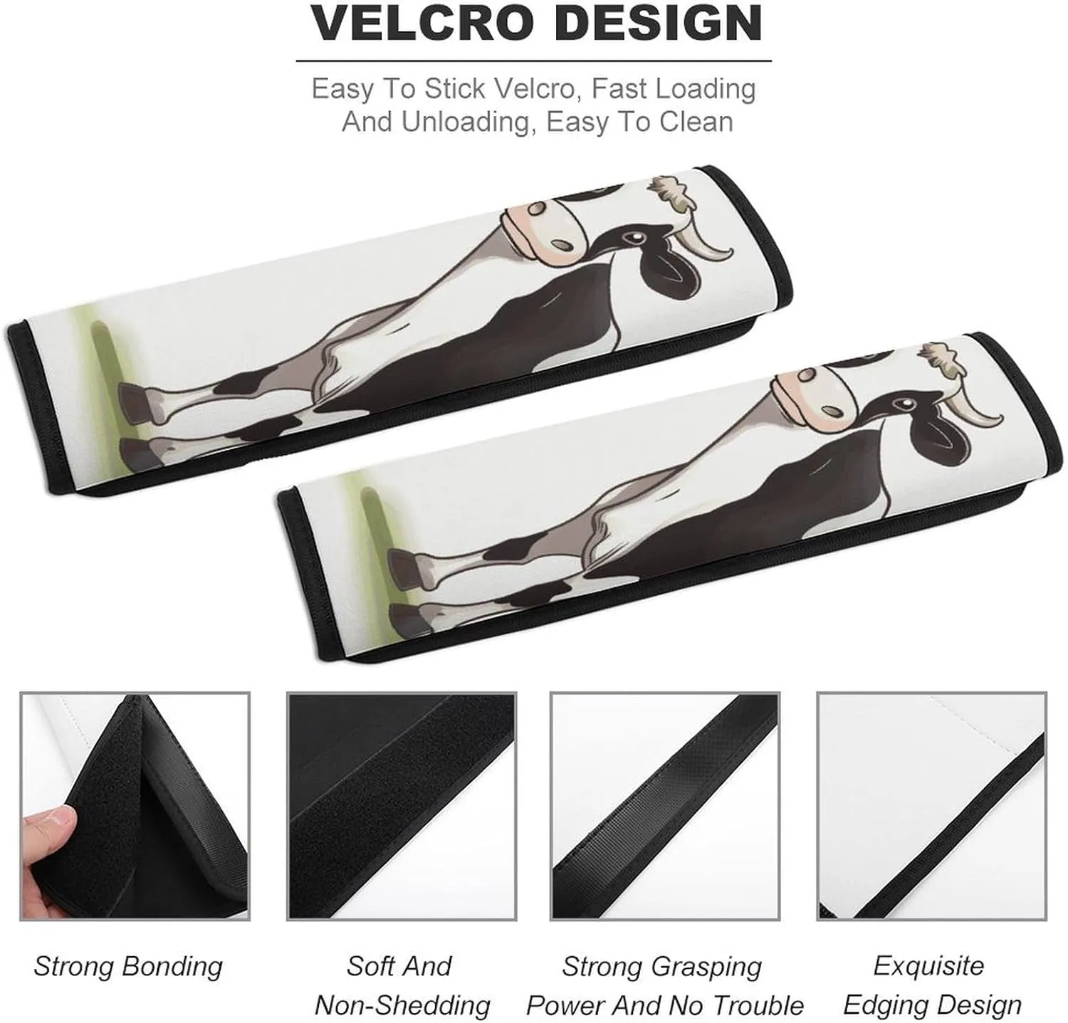 Dairy Cow Auto Seat Belt Cover 2PCS Universal Car Seat Belt Shoulder Protector Pad, Protect Your Shoulders and Neck for Car Seat Belt, Shoulder Bag, Backpack