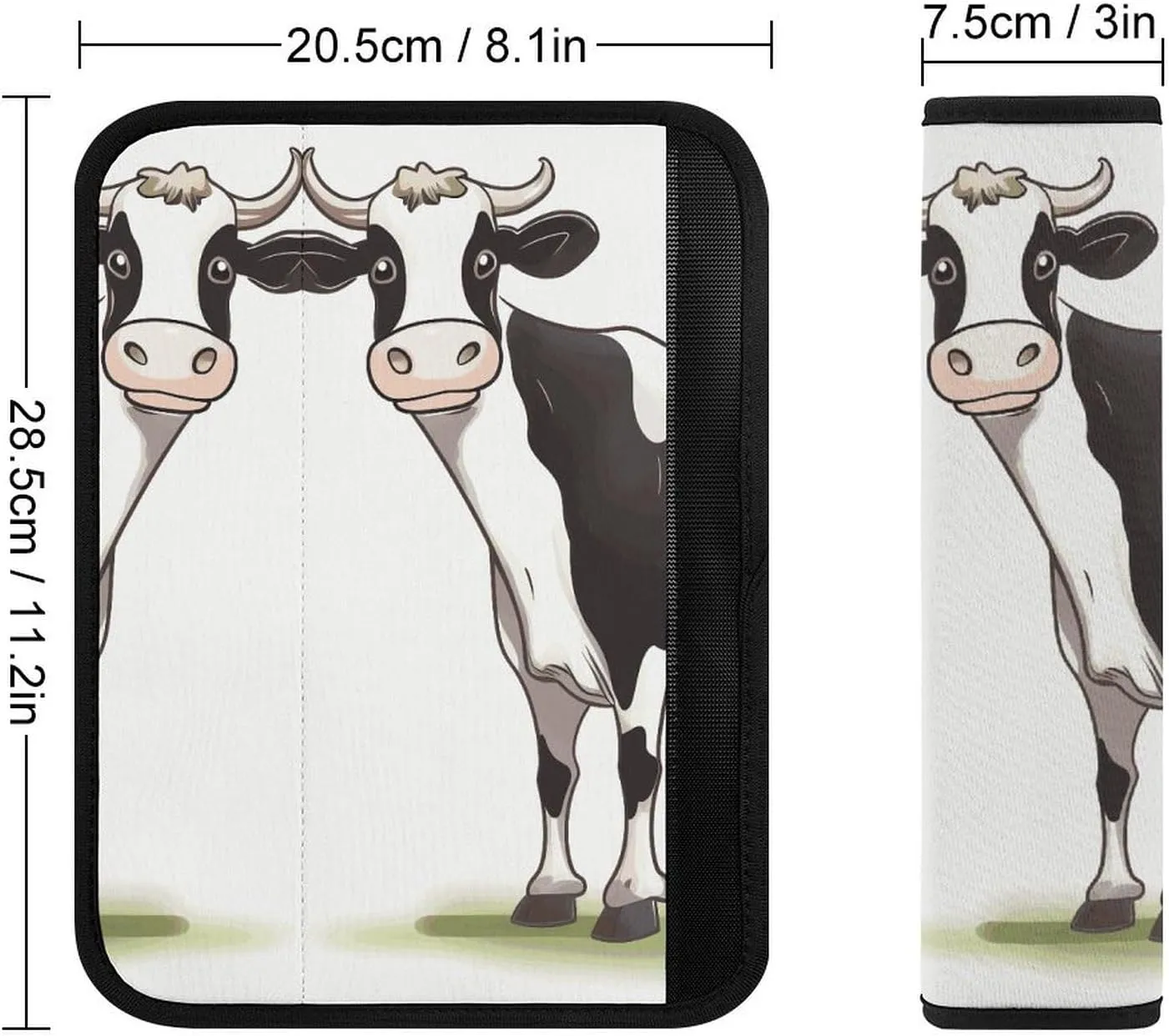 Dairy Cow Auto Seat Belt Cover 2PCS Universal Car Seat Belt Shoulder Protector Pad, Protect Your Shoulders and Neck for Car Seat Belt, Shoulder Bag, Backpack