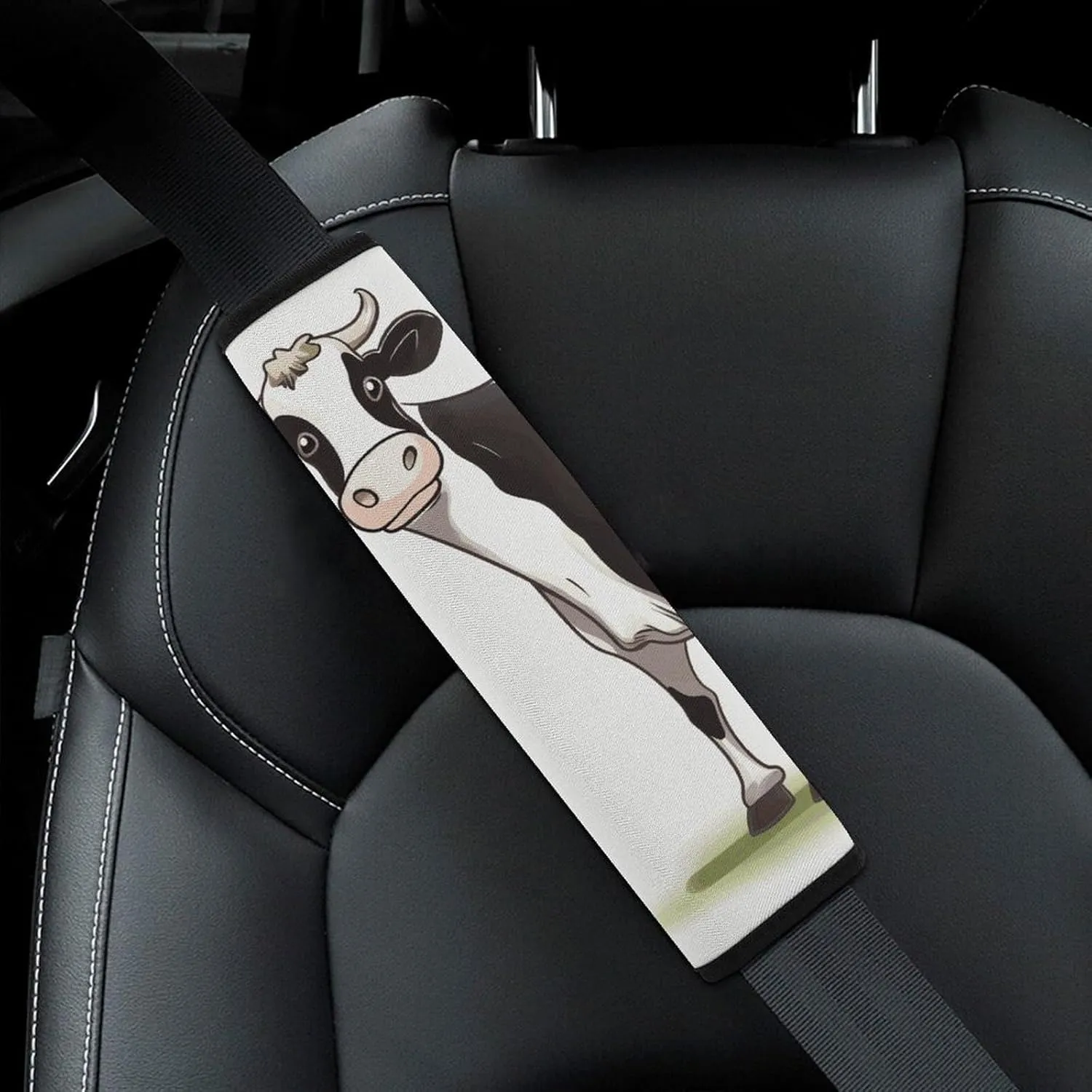 Dairy Cow Auto Seat Belt Cover 2PCS Universal Car Seat Belt Shoulder Protector Pad, Protect Your Shoulders and Neck for Car Seat Belt, Shoulder Bag, Backpack
