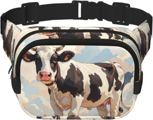 Dairy Cow Fanny Pack For Women Waterproof Adjustable Belt Bags Waist Pack Fashion Casual Crossbody Bags Bum Bag For Running Workout Hiking Traveling