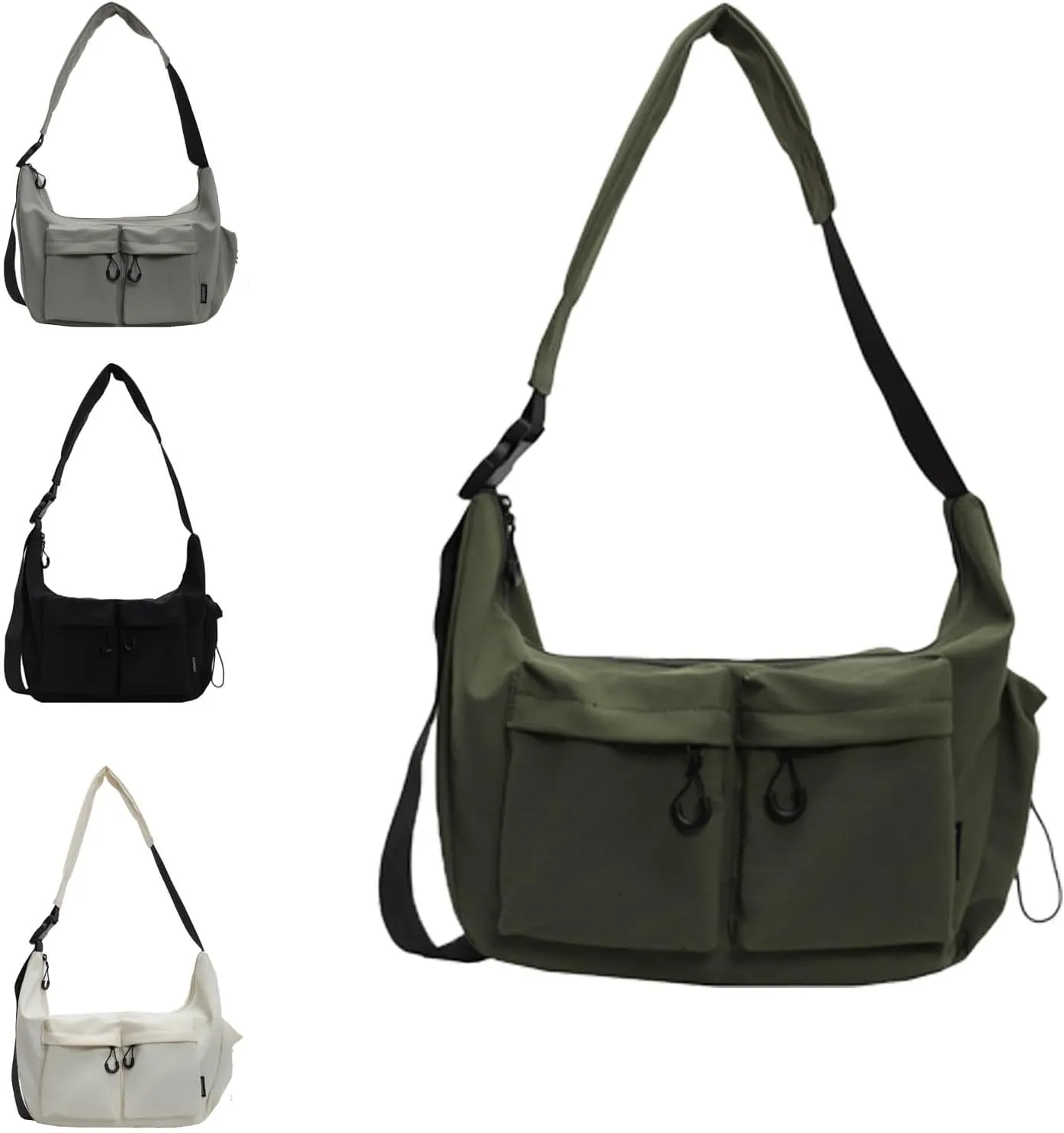 Dallaswind Large Capacity Messenger Canvas Bag，Multi Pocket，Water Resistant,Unisex Large Crossbody Bag Shoulder Purse