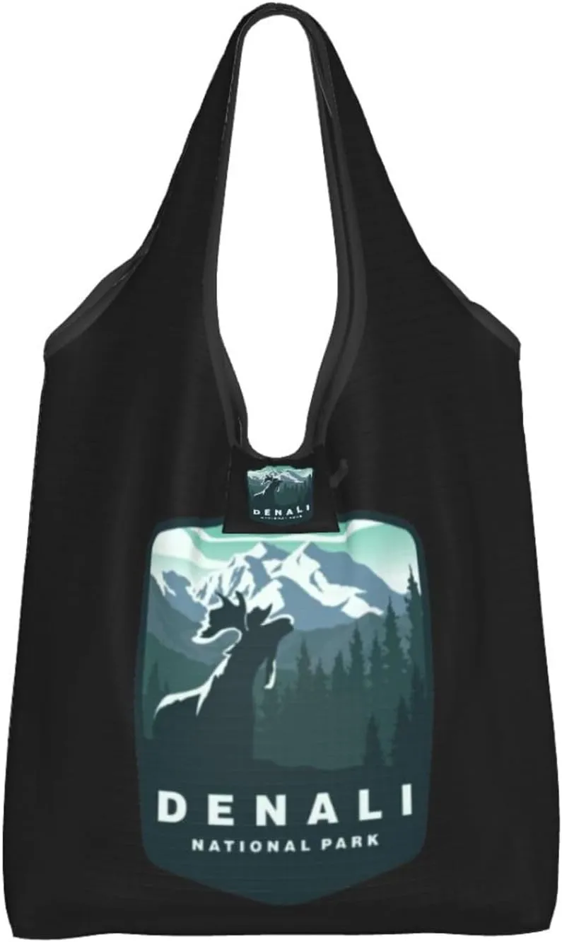 Denali National Park Beach Bags For Women Hiking Shopping Tote Bag Aesthetic Washable Canvas Beach Tote