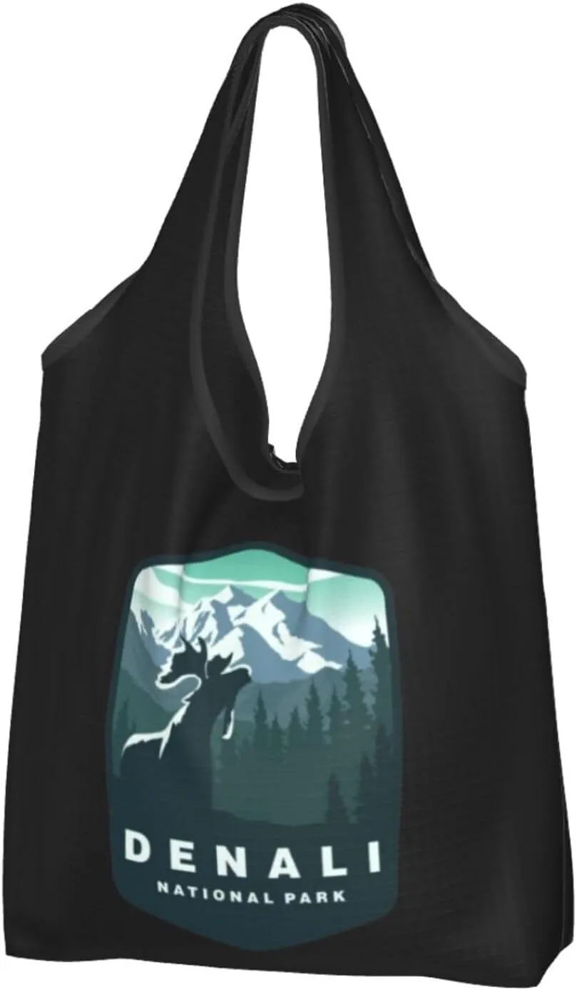 Denali National Park Beach Bags For Women Hiking Shopping Tote Bag Aesthetic Washable Canvas Beach Tote