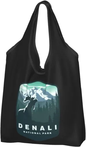 Denali National Park Beach Bags For Women Hiking Shopping Tote Bag Aesthetic Washable Canvas Beach Tote