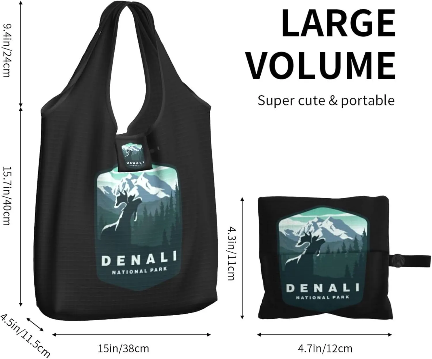 Denali National Park Beach Bags For Women Hiking Shopping Tote Bag Aesthetic Washable Canvas Beach Tote