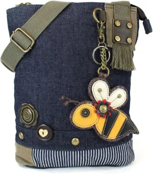 Denim Blue Patch Cross-body Messenger Bag (Denim -Bee)