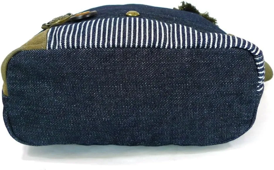 Denim Blue Patch Cross-body Messenger Bag (Denim -Bee)