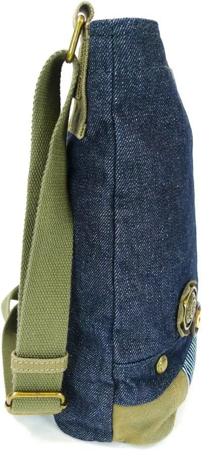 Denim Blue Patch Cross-body Messenger Bag (Denim -Bee)
