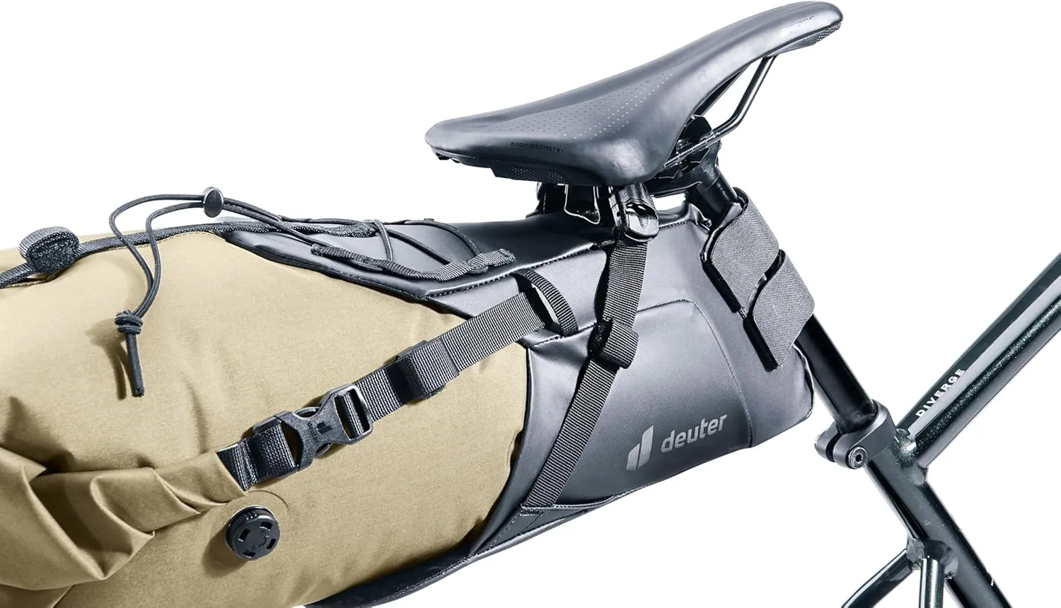 Deuter Cabezon SB 16 Bike Bag, 16 Liter Waterproof Saddle Bag Bicycle Storage Pack for Commuting, Road & Gravel Cycling & Mountain Biking - Desert-Black