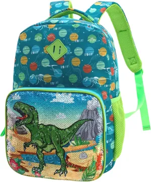 Dinosaur backpack for kids Toddler Backpack for School Boys Girls Lightweight 15 inch Dinosaur Backpack School Bag for Preschool Early Elementary with Reversible Sequins & Adjustable Strap