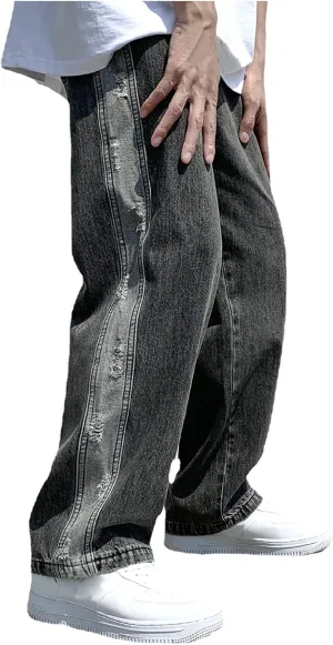 DIYAGO Baggy Jeans Mens Straight Wide Leg Casual Teen Vintage Streetwear Hip Hop Trendy Denim Pant Designer Long Trouser