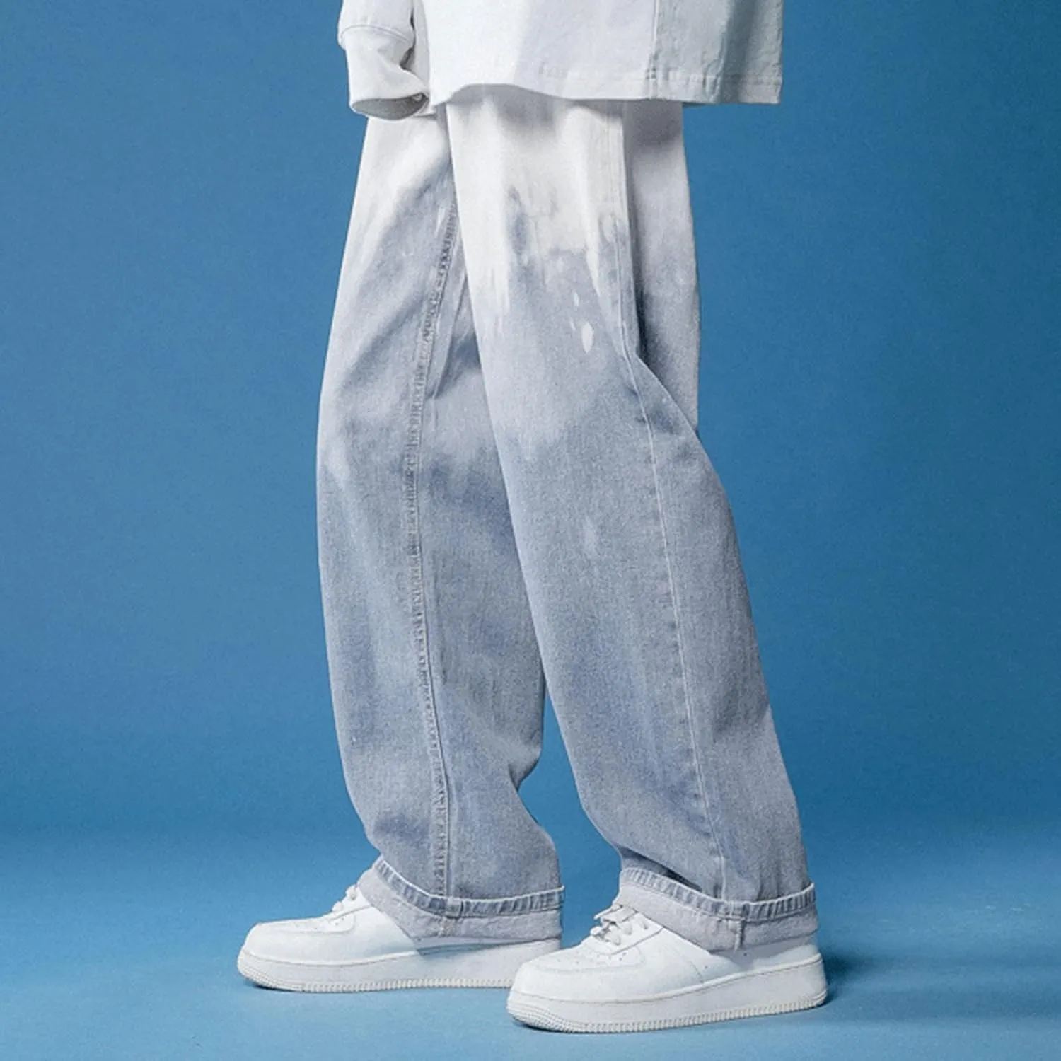 DIYAGO Baggy Jeans Mens Straight Wide Leg Casual Teen Vintage Streetwear Hip Hop Trendy Denim Pant Designer Long Trouser