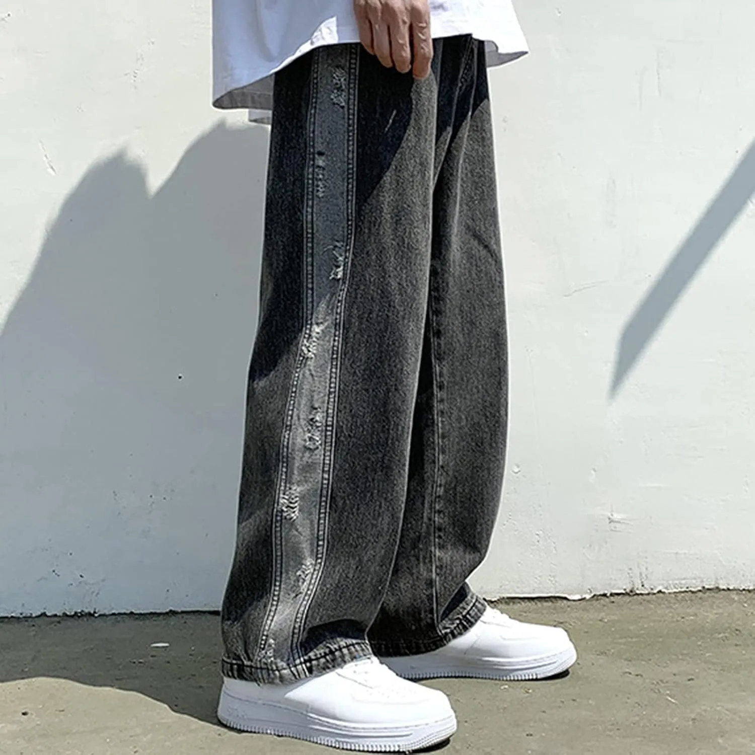 DIYAGO Baggy Jeans Mens Straight Wide Leg Casual Teen Vintage Streetwear Hip Hop Trendy Denim Pant Designer Long Trouser