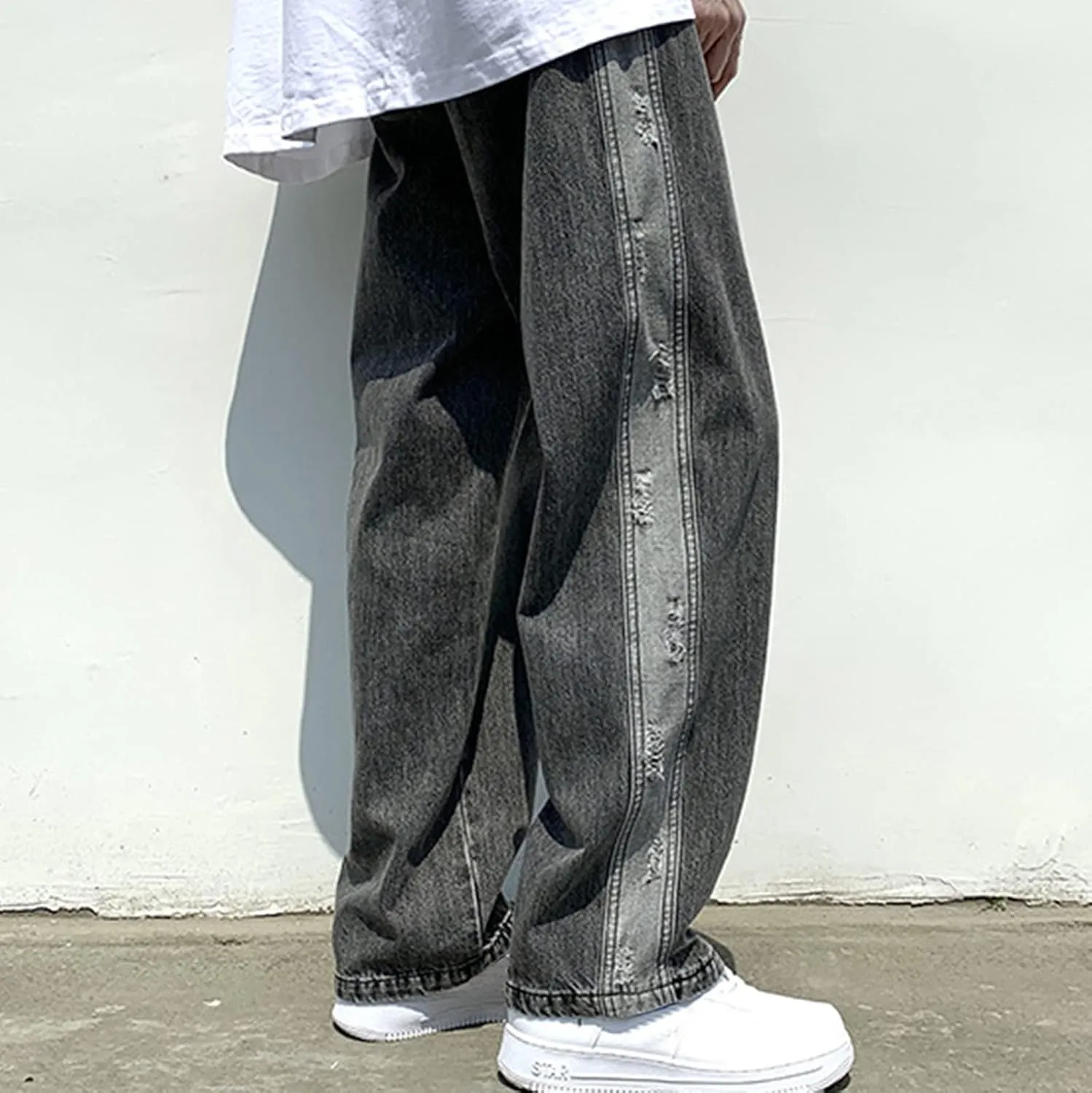 DIYAGO Baggy Jeans Mens Straight Wide Leg Casual Teen Vintage Streetwear Hip Hop Trendy Denim Pant Designer Long Trouser