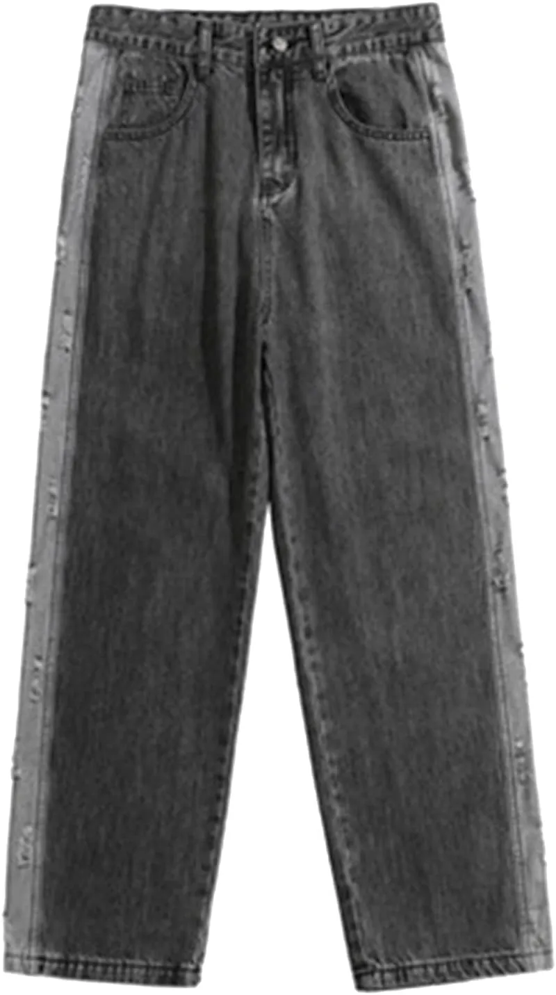 DIYAGO Baggy Jeans Mens Straight Wide Leg Casual Teen Vintage Streetwear Hip Hop Trendy Denim Pant Designer Long Trouser