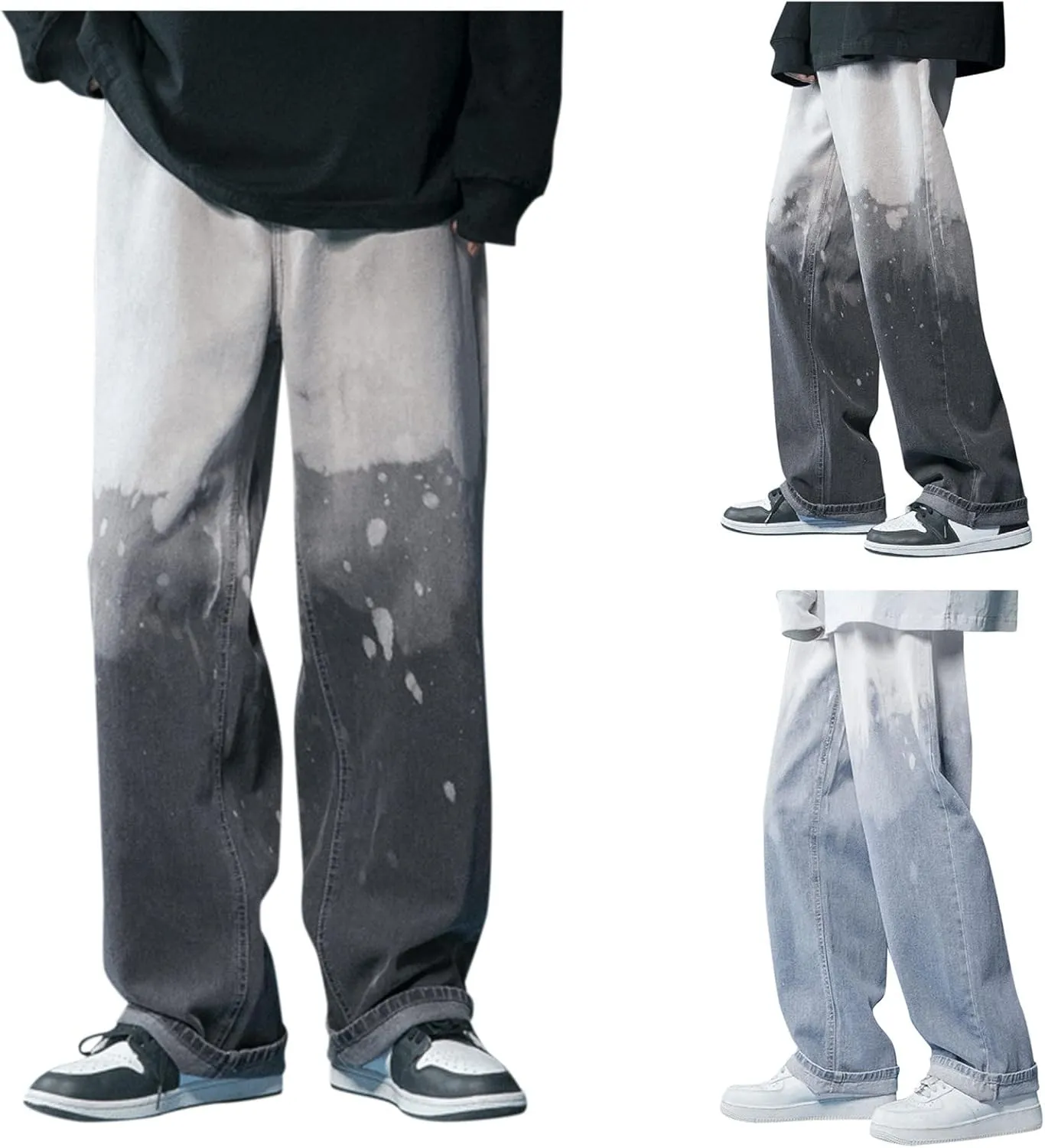 DIYAGO Baggy Jeans Mens Straight Wide Leg Casual Teen Vintage Streetwear Hip Hop Trendy Denim Pant Designer Long Trouser