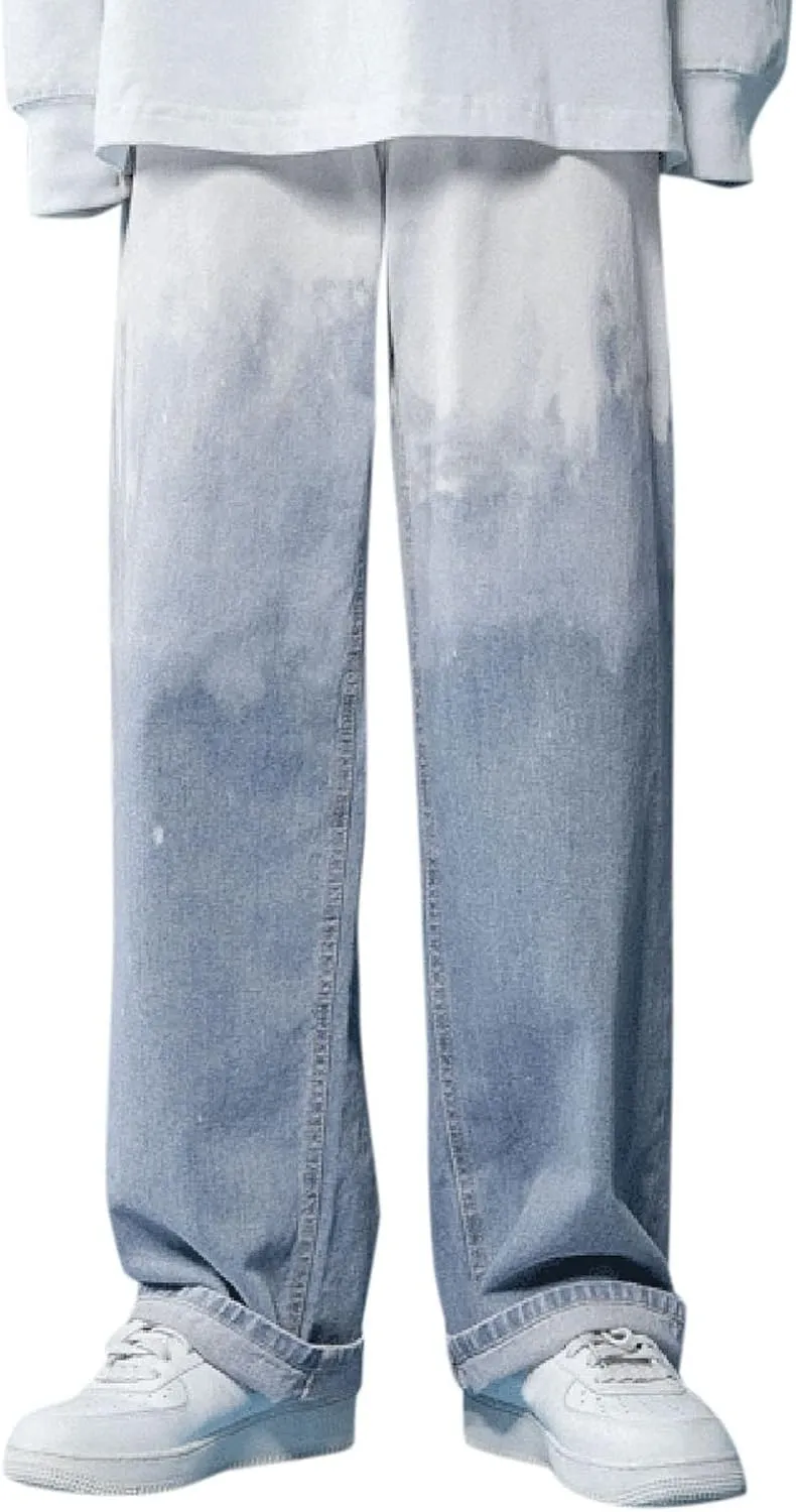 DIYAGO Baggy Jeans Mens Straight Wide Leg Casual Teen Vintage Streetwear Hip Hop Trendy Denim Pant Designer Long Trouser
