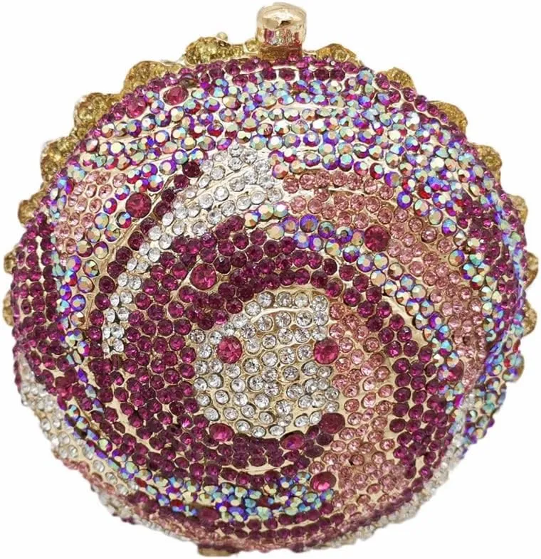DJBM Cute Cupcake Rhinestone Clutch Diamond Crystal Purse Evening Bags for Women Party Wedding Cocktail Prom