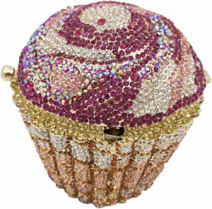 DJBM Cute Cupcake Rhinestone Clutch Diamond Crystal Purse Evening Bags for Women Party Wedding Cocktail Prom
