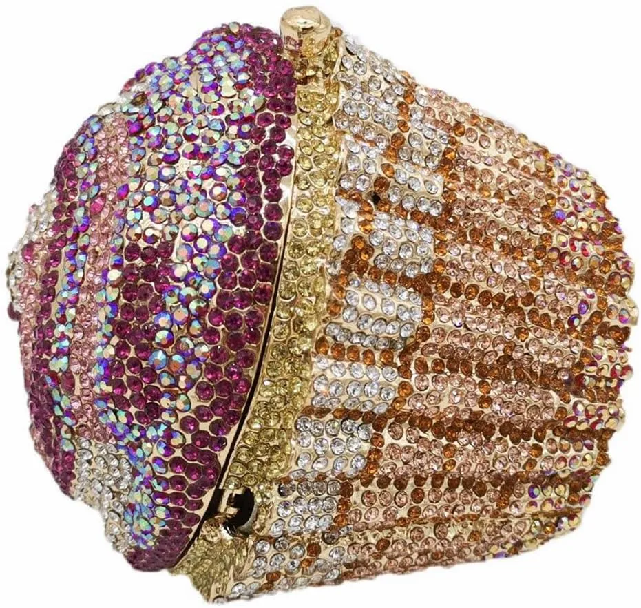 DJBM Cute Cupcake Rhinestone Clutch Diamond Crystal Purse Evening Bags for Women Party Wedding Cocktail Prom