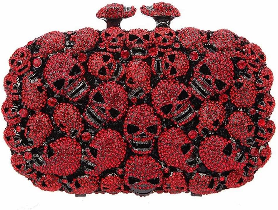 DJBM Glitter Skulls Rhinestone Purse Women's Clutch Handbags Crystal Evening Bags Diamond Evening Clutches for Party Prom