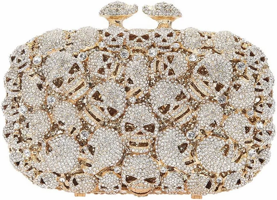 DJBM Glitter Skulls Rhinestone Purse Women's Clutch Handbags Crystal Evening Bags Diamond Evening Clutches for Party Prom