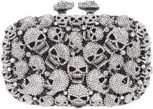 DJBM Glitter Skulls Rhinestone Purse Women's Clutch Handbags Crystal Evening Bags Diamond Evening Clutches for Party Prom