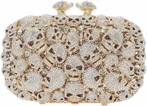 DJBM Glitter Skulls Rhinestone Purse Women's Clutch Handbags Crystal Evening Bags Diamond Evening Clutches for Party Prom