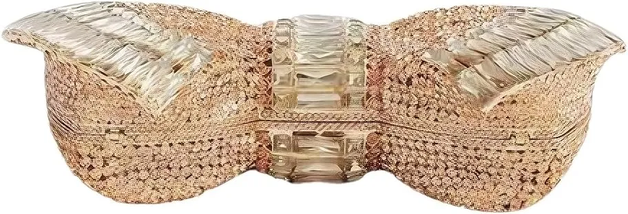 DJBM Sweet Bow Rhinestone Crystal Evening Clutch Diamond Evening Bags Purses and Handbags for Women Formal Party Wedding