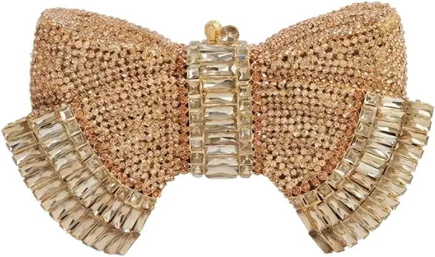 DJBM Sweet Bow Rhinestone Crystal Evening Clutch Diamond Evening Bags Purses and Handbags for Women Formal Party Wedding