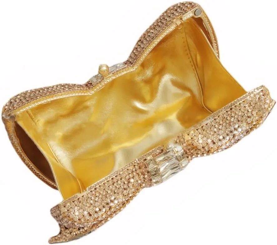 DJBM Sweet Bow Rhinestone Crystal Evening Clutch Diamond Evening Bags Purses and Handbags for Women Formal Party Wedding