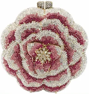 DJBM Vintage Women Floral Rhinestone Crystal Purse Rose Evening Clutch Diamond Evening Bags for Party Wedding Cocktail Prom